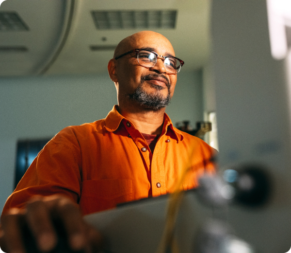 Male working on a computer