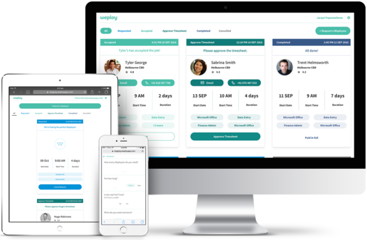 A product shot of Weploy's platform, showcasing the Weploy dashboard