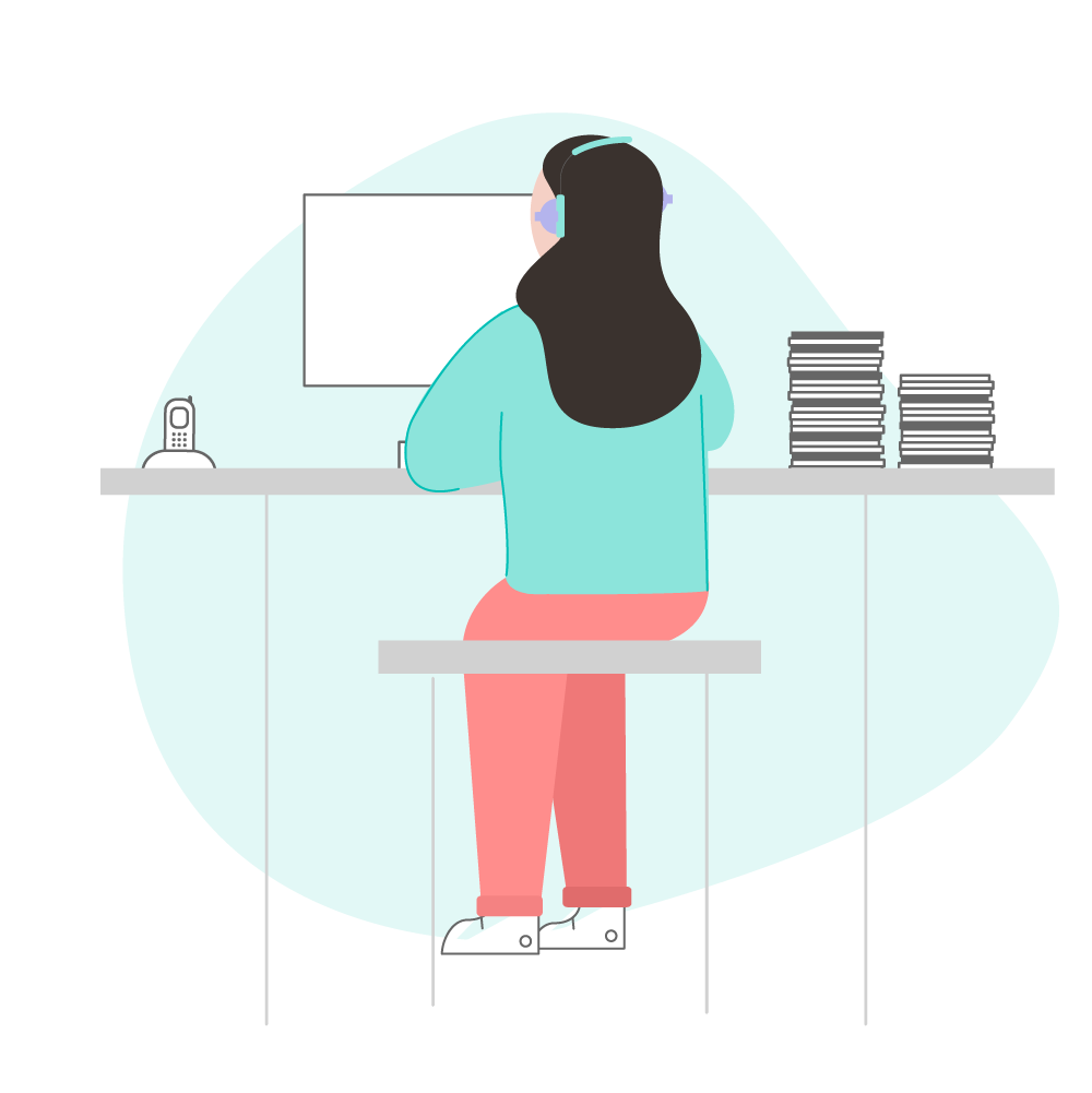 Female Weployee working on computer
